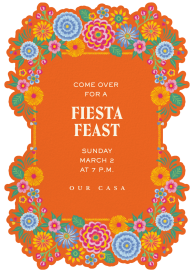 Invitación para una fiesta con un llamativo borde floral