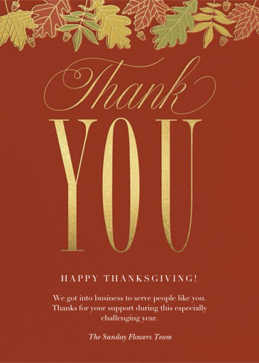 Foliage Thanks - Thanksgiving Card by Paperless Post