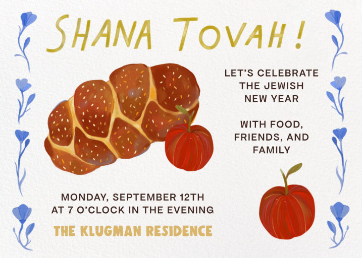 Challah Apple Rosh Hashanah Invitation