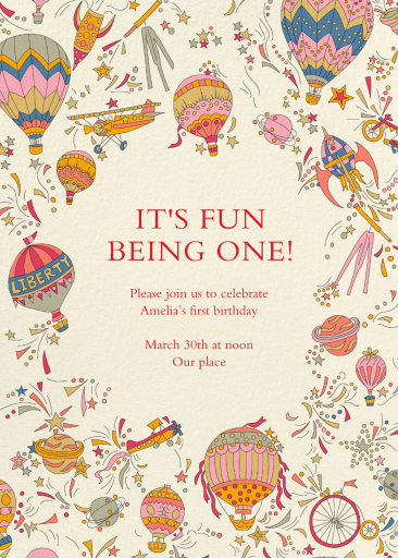 Balloon Adventures - First Birthday Invitation by Liberty