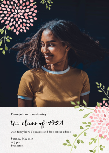 Dahlias Photo (Tall) - Graduation Party Invitation by Paperless Post