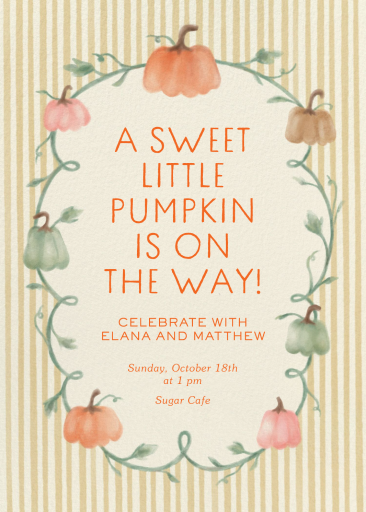 Watercolor Pumpkin Vines Invitation
