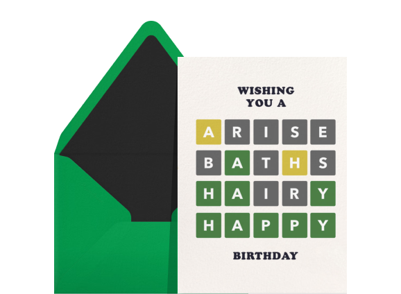  A card that looks like a game of Wordle