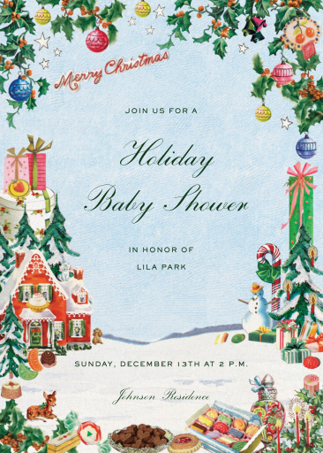 Vintage Christmas Baby Invitation