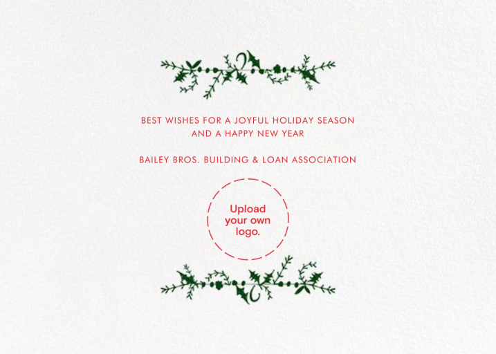 Holly on the Banister - Holiday Card by Mr. Boddington's Studio - Back