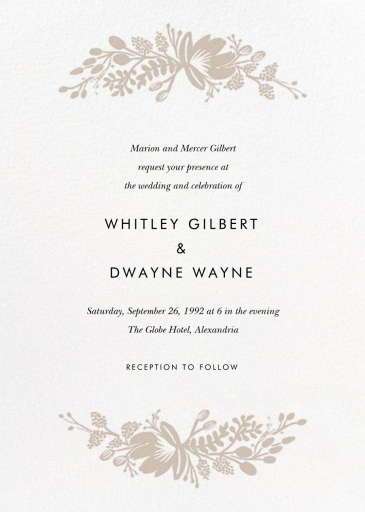 Floral Silhouette (Full Photo) - Wedding Invitation by Rifle Paper Co. - Back