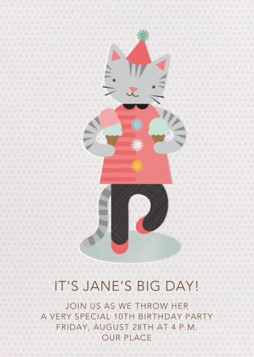 Ice Cream Cat - First Birthday Invitation by Petit Collage