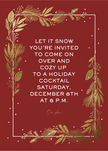 Elegant Gold Foliage Border - Winter Party Invitation by Paperless Post