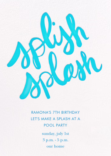 Splish Splash - Birthday Invitation by Linda and Harriett