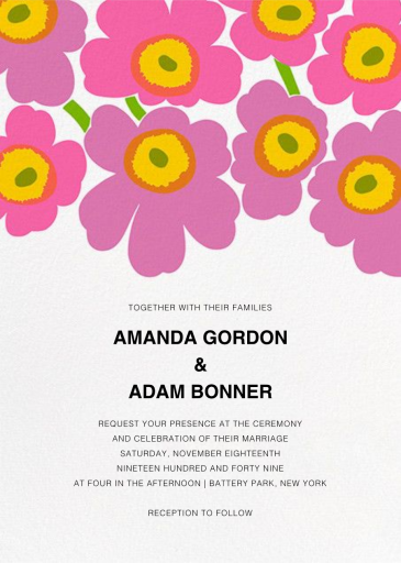 Unikko (Wedding) - Wedding Invitation by Marimekko
