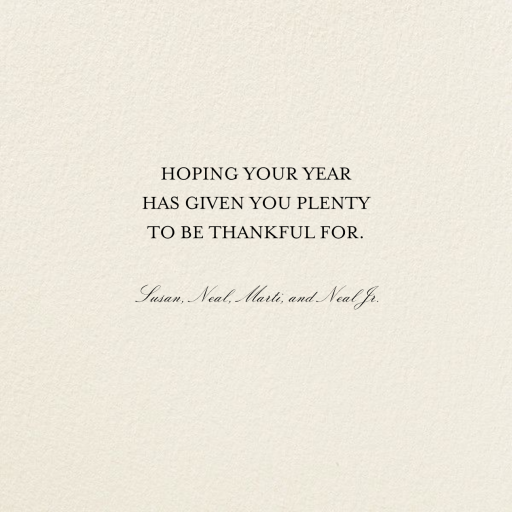Happy Thanksgiving Script - Business Thanksgiving Card by Bernard Maisner - Back