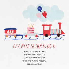 Train Crossing Ahead - First Birthday Invitation by Mr. Boddington's Studio