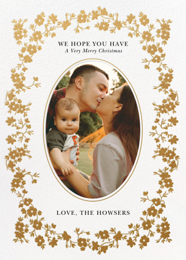 Photo Gold Floral Frame Card