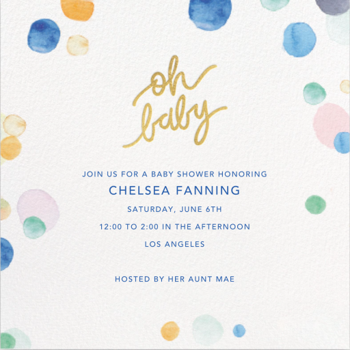 Watercolor Confetti - Baby Shower Invitation by Sugar Paper