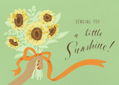 Hand Holding Sunflower Bouquet Card