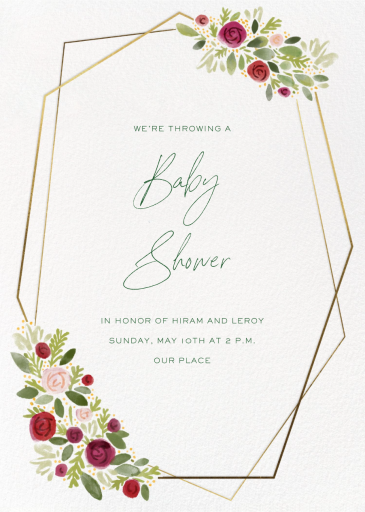 Floral Heptagon Border - Baby Shower Invitation by Paperless Post