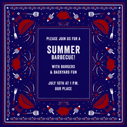 Firework BBQ - Summer Party Invitation by Hello!Lucky