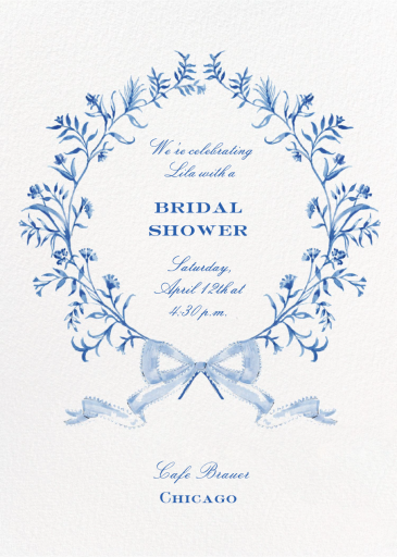 Blue Wreath (Riley Sheehey) - Bridal Shower Invitation by Dogwood Hill
