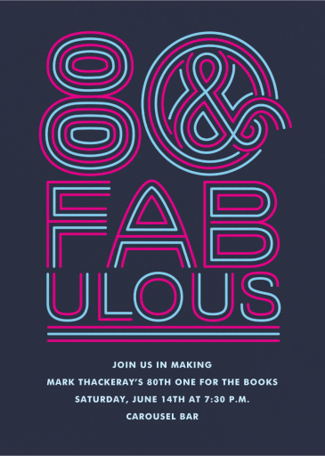 Neon Capitals - 80th Birthday Invitation by Paperless Post