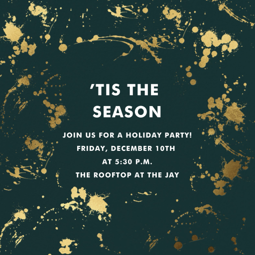 Pink Gold Paint Splatter Invitation