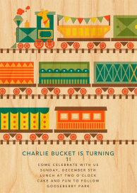 By Rail - First Birthday Invitation by Petit Collage