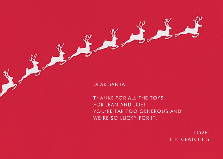 Santa's Prancers - Thank You Card by Linda and Harriett