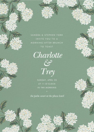 Invitación con marco de hortensias blancas