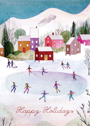 Village Skating (Josie Portillo) - Holiday Card by Red Cap Cards