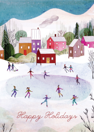 Village Skating (Josie Portillo) - Business Holiday Card by Red Cap Cards