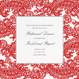 Filigree Lace (Square) - Rehearsal Dinner Invitation by Oscar de la Renta