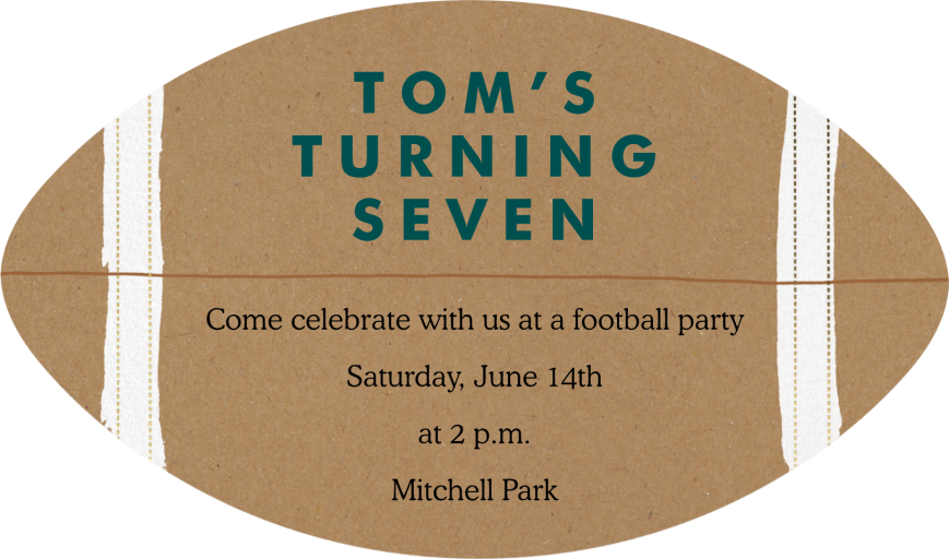 Football Cutout - Birthday Invitation by Meri Meri - Back