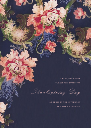 Rose Floral Ikat (Tall) - Thanksgiving Invitation by Oscar de la Renta
