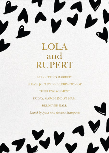 Doodle Hearts - Engagement Party Invitation by Sugar Paper