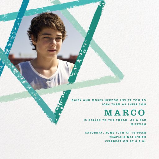 Brushstroke Star (Photo) - Bar & Bat Mitzvah Invitation by Paperless Post