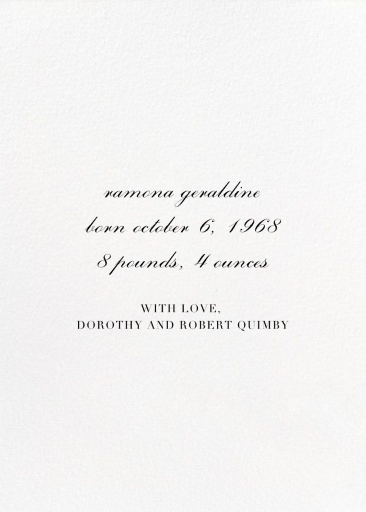 3/4 Portrait (Photo) - Birth Announcement by Paperless Post - Back