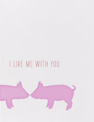 Kissing Pigs - Valentine's Day Card by Linda and Harriett