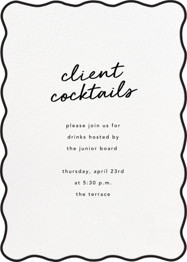 Black Wavy Edge - Cocktail Party Invitation by Sugar Paper
