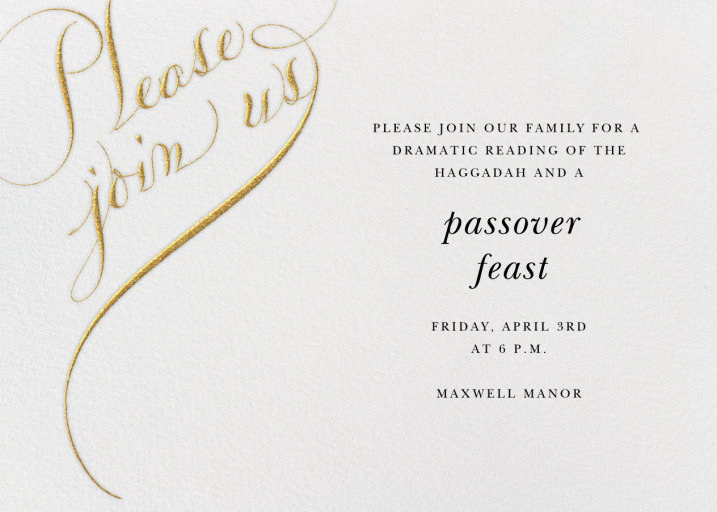 Please Join Us Horizontal - Passover Invitation by Bernard Maisner