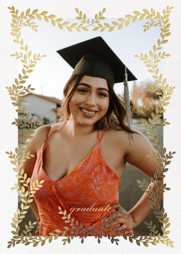 Gold Leaves Photo - Graduation Announcement by Paperless Post