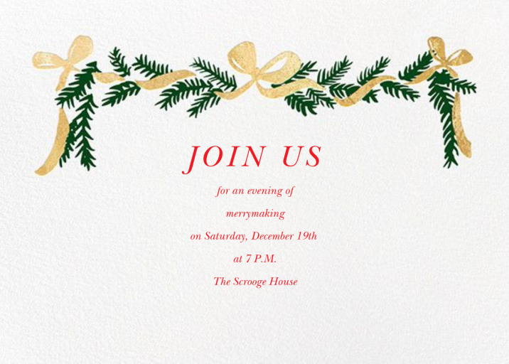 Pine Mantel - Christmas Party Invitation by Linda and Harriett