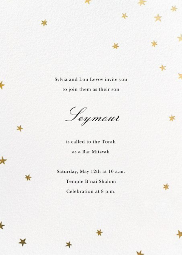 Nightly (Tall) - Bar & Bat Mitzvah Invitation by Paperless Post