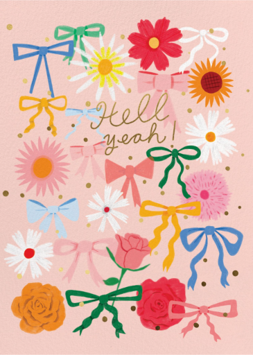 Bows and Petals - Greeting Card by Carolyn Suzuki Studio