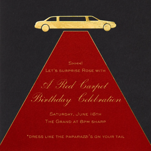 Red Carpet - Surprise Party Invitation by Paperless Post