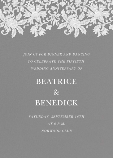 Leaf Lace I - Anniversary Invitation by Oscar de la Renta