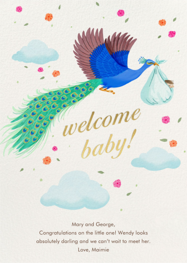 Peacock Delivery - Congratulations Card by Chand Sitara