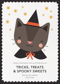 Witch Cat & Stars Halloween Invitation