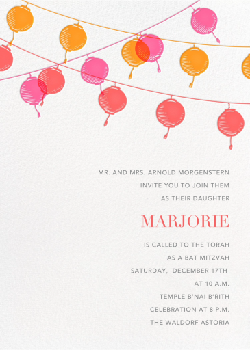 Golden String Lanterns - Bar & Bat Mitzvah Invitation by Paperless Post