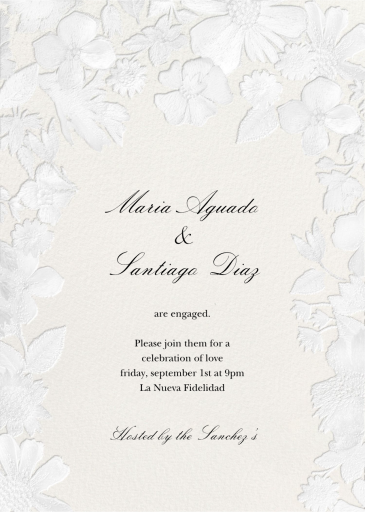 Enchanted Garden Embossed - Engagement Party Invitation by Oscar de la Renta