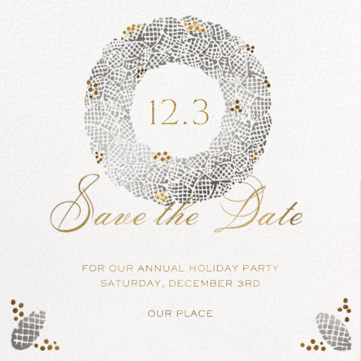 Pinecone Wreath - Holiday Save the Date by Paperless Post