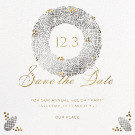 Pinecone Wreath - Holiday Save the Date by Paperless Post